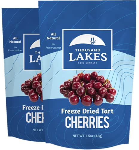 Thousand Lakes Freeze Dried Fruit - Tart Cherries 2-pack 1.5 ounces (3.0 ounces total) | No Sugar Added | 100% Cherries