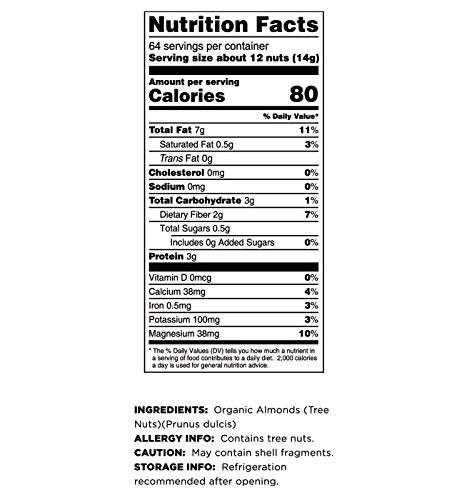 Terrasoul Superfoods Organic Raw Almonds, Unpasteurized, 6 lbs (3 x 2 lb Bags), Healthy Snack, Vegan, Gluten-Free