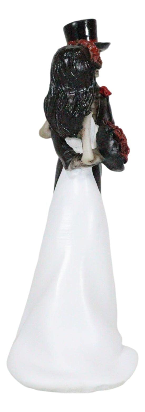 Ebros Day Of The Dead Wedding Dance Skeleton Bride And Groom Holding Red Roses Bouquet Figurine Cake Topper 6.25''Tall Love Neve