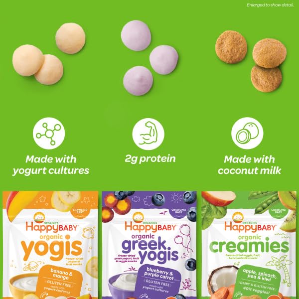 Happy Baby Organics Creamies Freeze-Dried Veggie & Fruit Snacks With Coconut Milk, 1 Oz