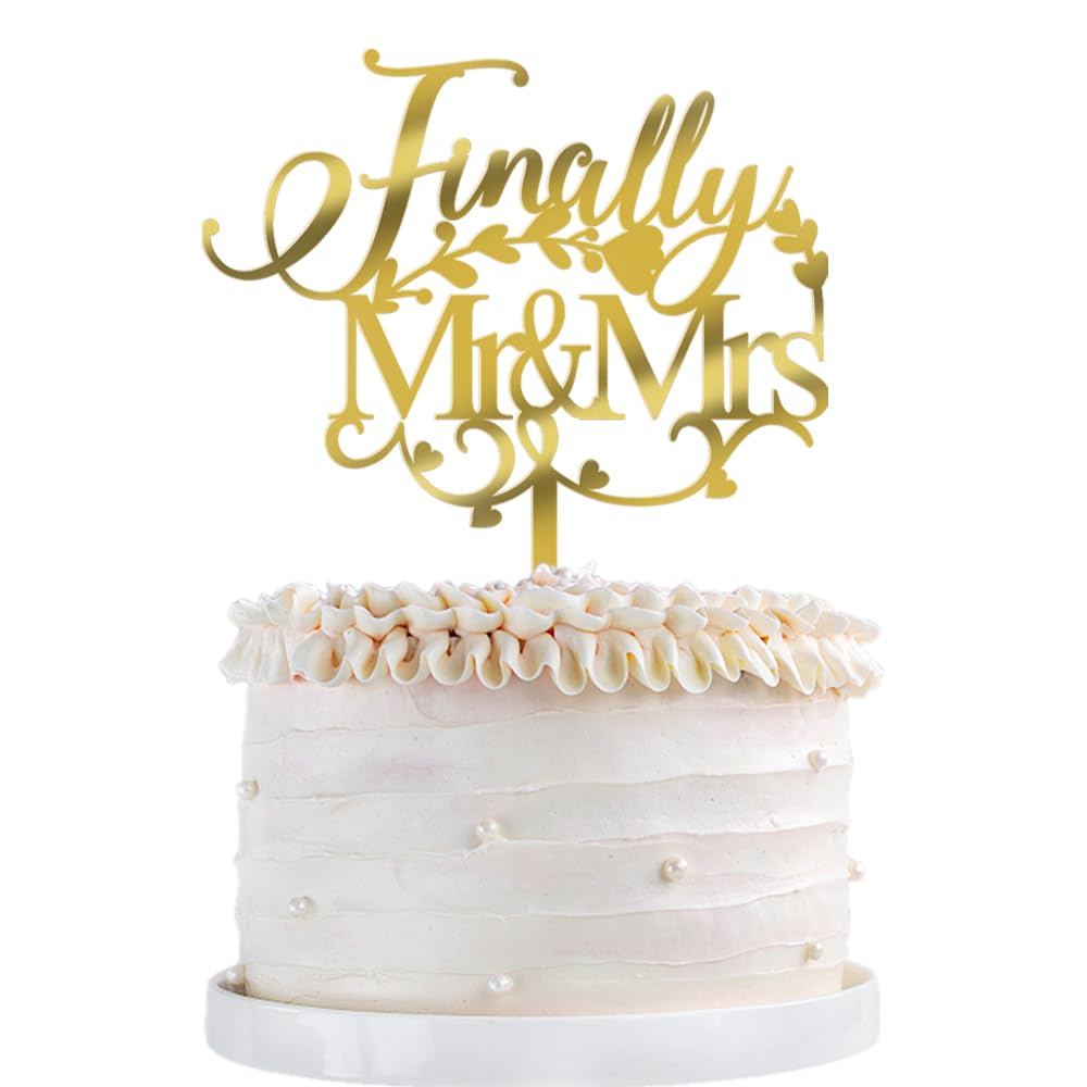 Qertesl Future Mr And Mrs Cake Topper,Acrylic Bridal Shower Cake Pick Decorations- For Wedding Engagement Theme Party Decoration
