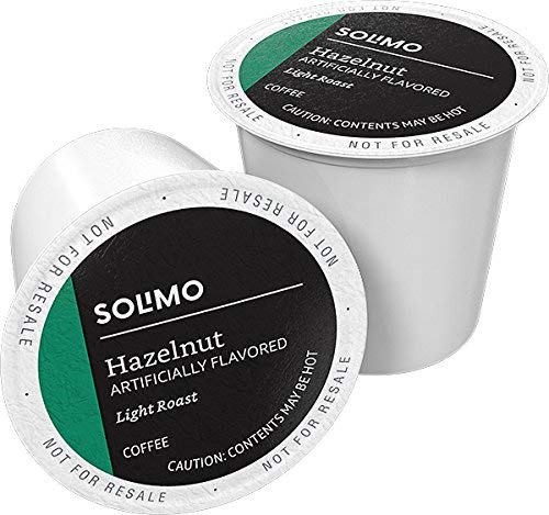 Solimo Light Roast Coffee Pods, Hazelnut Flavor, Compatible with Keurig 2.0, 100 Count, Pack of 1