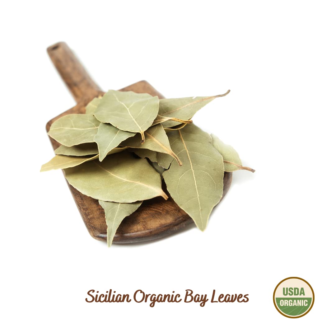 Organic Bay Leaves On Stem, 25 G (0.88 Oz), Laurel, Filippone, Picked Fresh Italian Dried Bay Leaf Sprigs, Sicilian, Freshly Gro