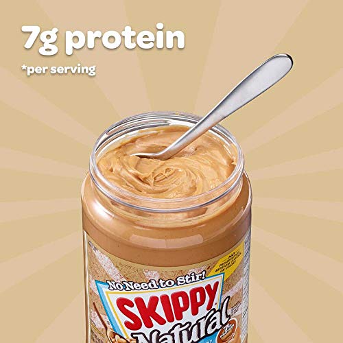 Skippy Natural Peanut Butter Spread, Creamy, 7 G Protein Per Serving, 15 Oz. (12 Pack)