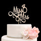 Miss To Mrs Cake Topper, Glitter Wedding Engagement Bridal Shower Bachelorette Party Decorations Supplies, Rose Gold