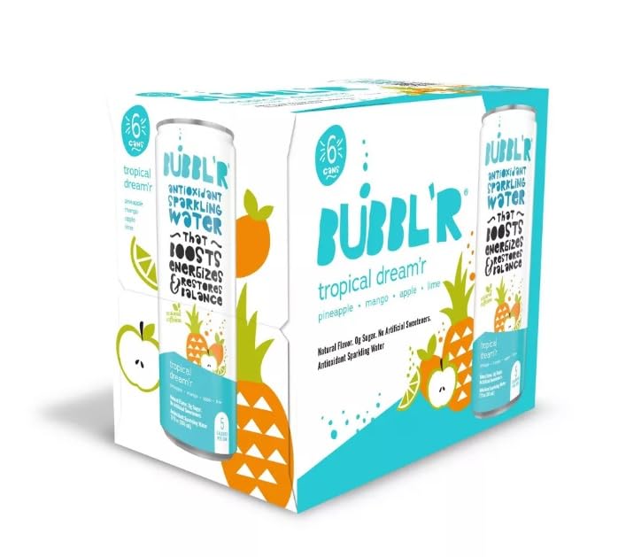KD Chocolates BABBL Tropical Dreamr Antioxidant Sparkling Water 6pk, 12 Fl Oz Cans