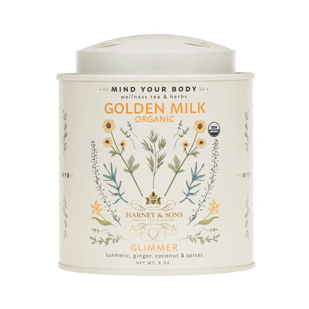 Harney & Sons Golden Milk Powder, Turmeric & Ginger, 8 oz Tin, Coconut & Spices