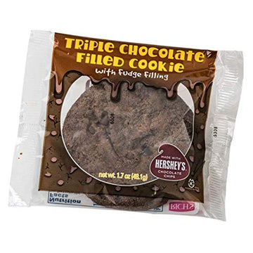 Triple Chocolate Cookie Filled with Fudge and Hersheys Chocolate Chips, 12 Pack