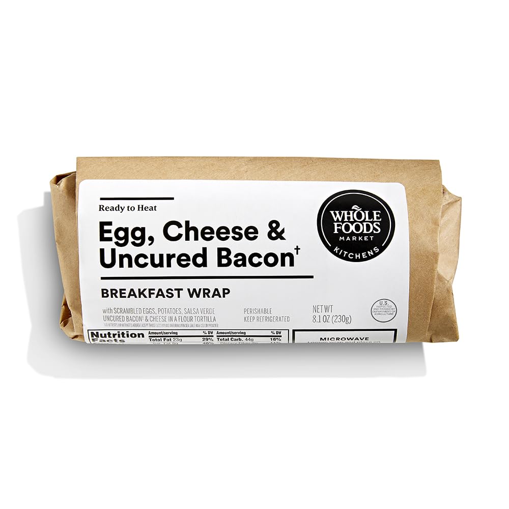 Whole Foods Market, Egg, Cheese & Uncured Bacon Breakfast Wrap, 8.1 Ounce