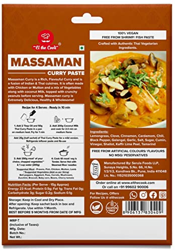 El The Cook Massaman Thai Curry Paste | 100% Veg & Natural | Make Restaurant Style Chicken,Fish,Prawn,Vegetable,Tofu Thai Curry