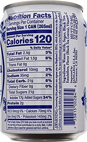 Sangaria Royal Milk Tea, 8.96 Fl Oz, Pack of 24, Premium Quality Japanese Beverage