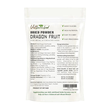 Red Dragon Fruit Powder 2.47 Oz (70G) Vietfarmfood: Freeze-Dried Extracted From 100% Pure, Sugar-Free. Used To Mix Mixed Drinks