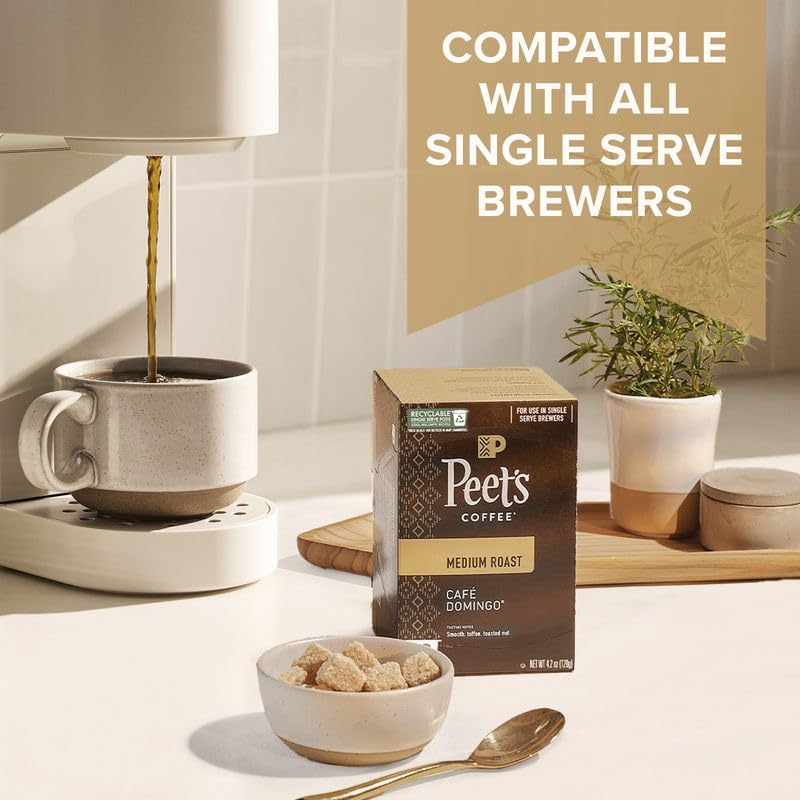 Peets Coffee Medium Roast K-Cup Pods - Cafe Domingo, 10 Count, Pack of 1, Model 0785357024687