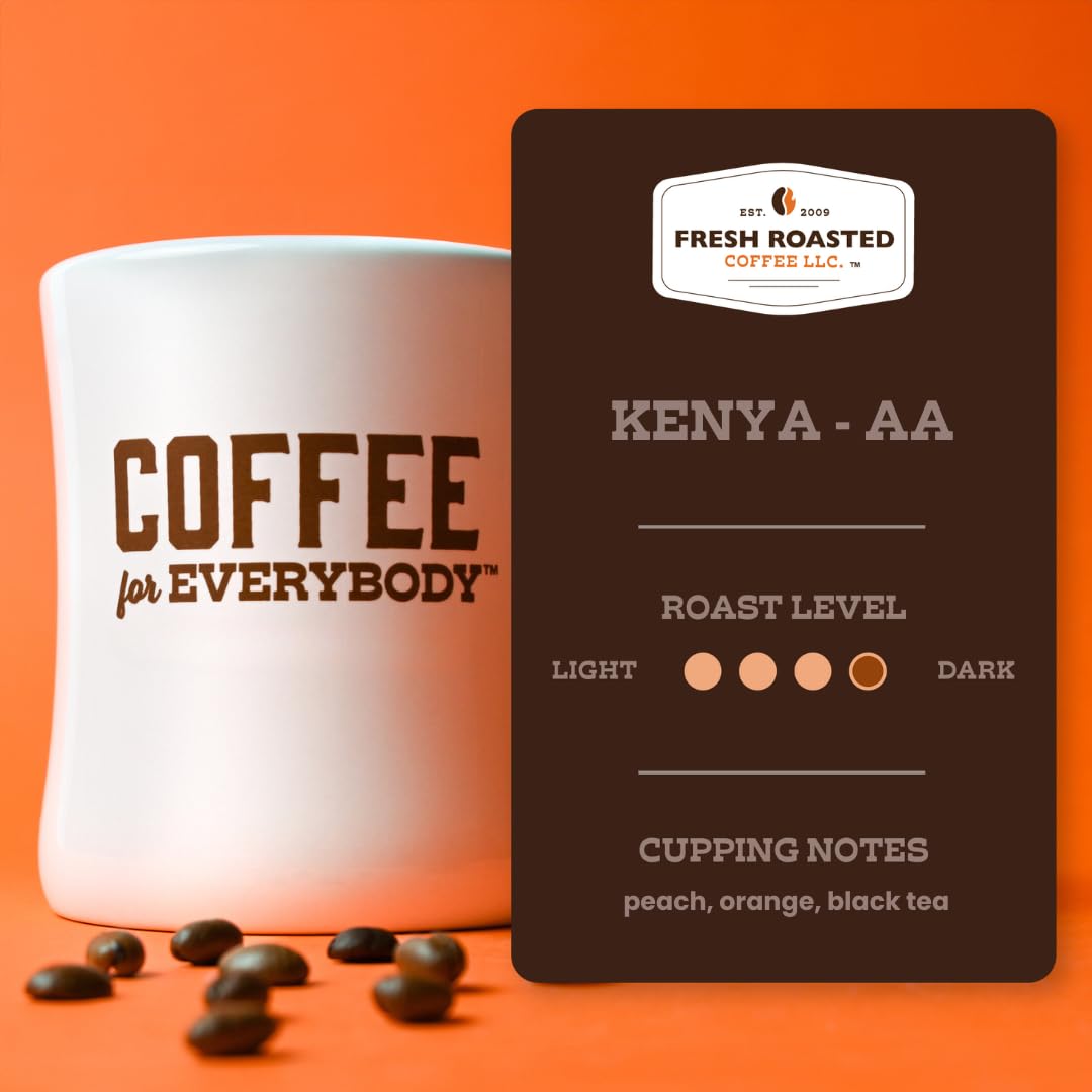 Fresh Roasted Coffee Kenya AA, Med-Dark Roast, Ground, 5 lb (80 oz), Kosher