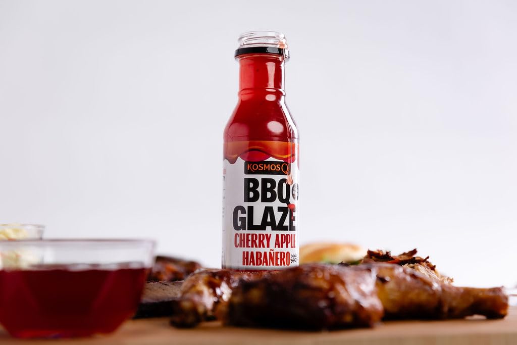 Kosmos Q Cherry Apple Habanero Bbq Glaze - 15.5 Oz Bottle For Sticky & Flavorful Barbecue - Thick Bbq Glaze For Competition Read