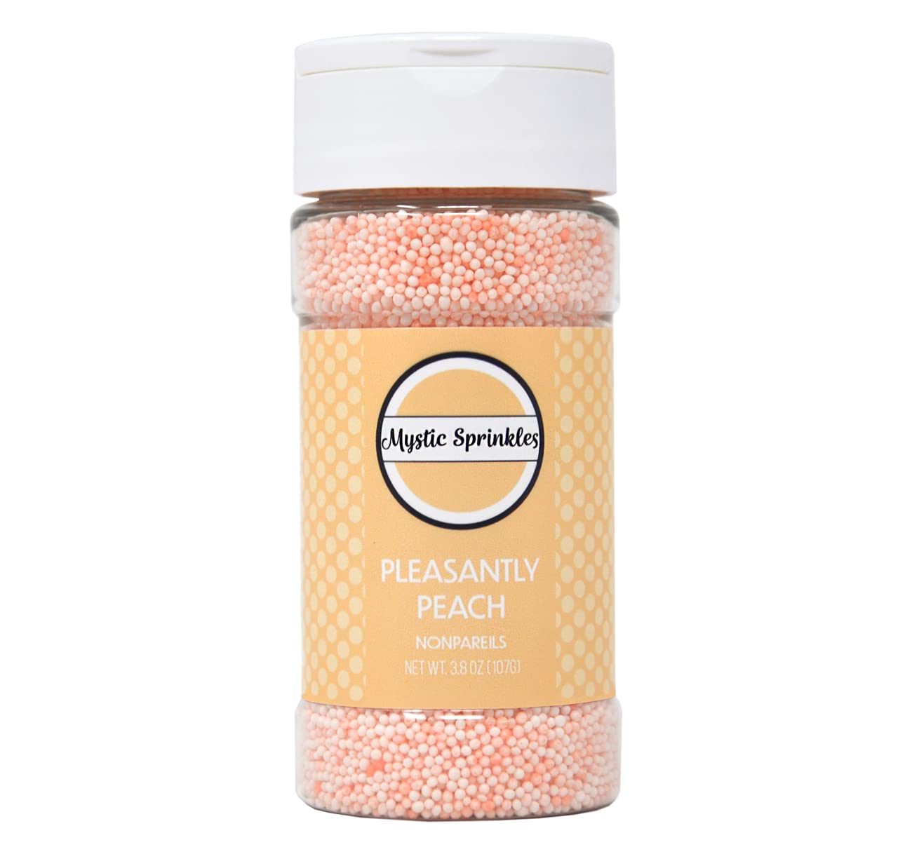 Mystic Sprinkles Solid Color Nonpareils 3.8Oz Bottle (Pleasantly Peach)