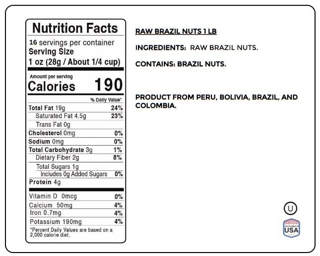Raw Brazil Nuts 1 Pound (16 Oz) | Whole Natural Unsalted Brazilian Nuts | Healthy Protein Snack Whole Foods, Keto, Vegan Diet Friendly | Compare To Organic Brazil Nut | Kosher | Jaybees
