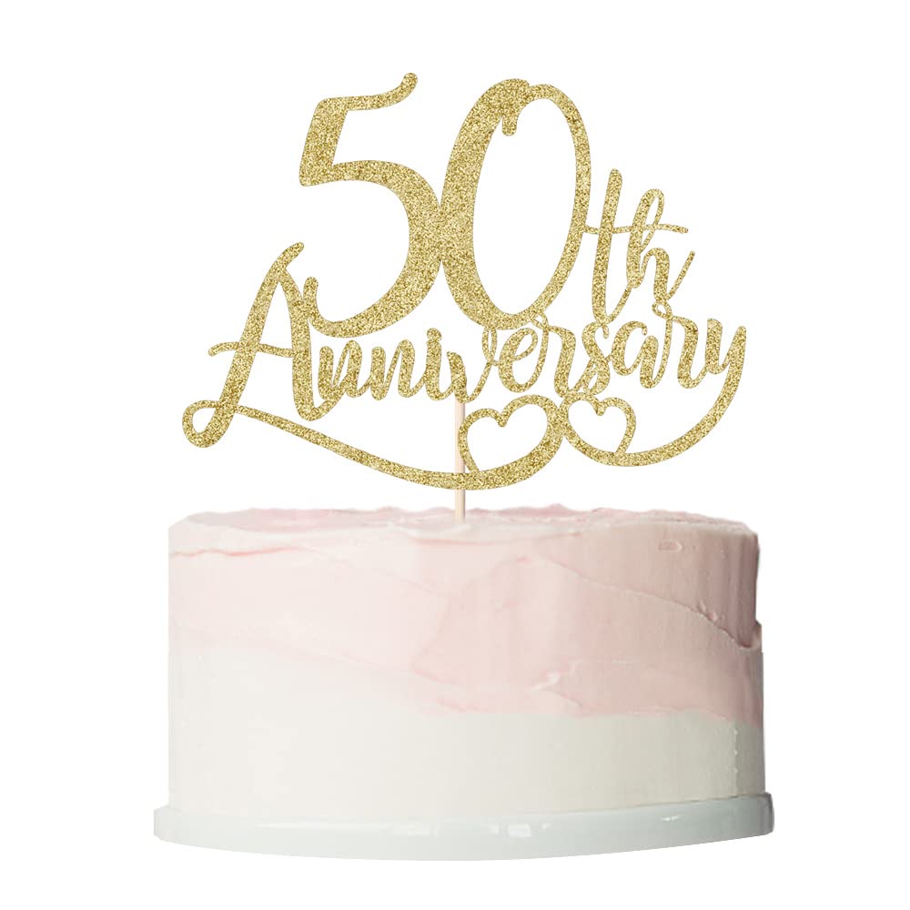 Glitter Happy 50th Anniversary Cake Toppers,50 Wedding Anniversary Party Decoration,Wedding & Company Anniversary Party Decorati