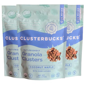Lil Bucks Clusterbucks Gut Friendly Clusters made with Regenerative Organic Sprouted Buckwheat, Gluten Free Snack (Coco Maple, 3