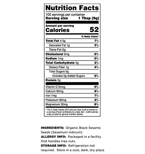 Terrasoul Superfoods Organic Black Sesame Seeds - Raw Unhulled, 2 lbs - Lab-Tested