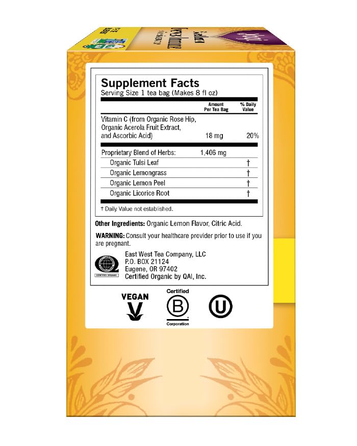 YOGI TEA Organic Sweet Lemon Immune Tea, 16 Count, Herbal Blend, Caffeine-Free