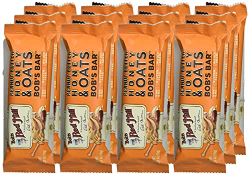 Bobs Red Mill Honey Oat Peanut Butter Bars, 1.76 OZ, Pack of 12, Various Flavors