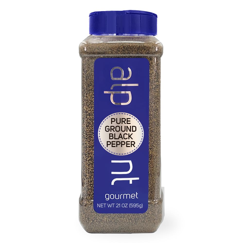 Alpont Gourmet, Pure Ground Black Pepper 21Oz (595G), All Natural, Non-Gmo, Packed To Keep It Fresh, Premium Quality