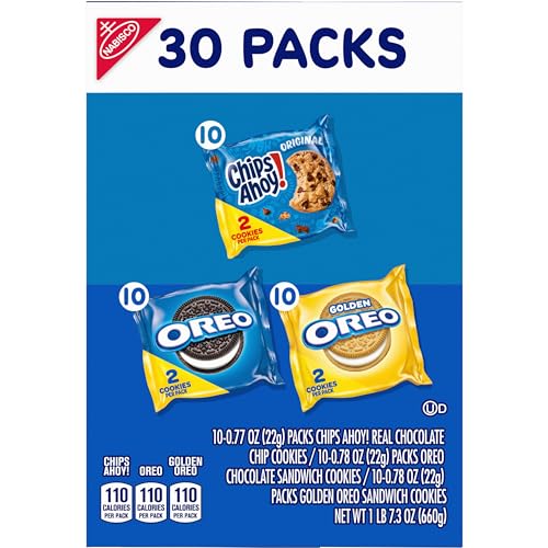 Nabisco Sweet Treats Cookie Variety Pack OREO, OREO Golden & CHIPS AHOY!, 30 Snack Packs (2 Cookies Per Pack) (Pack of 2)