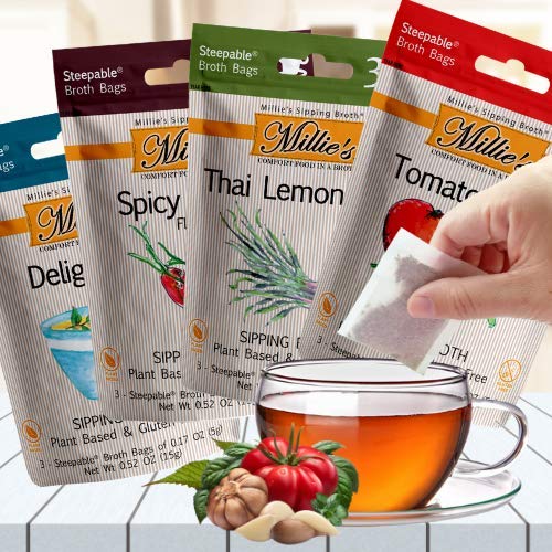 Millie'S Sipping Broth Steepable Vegetable Broth With Savory Seasonings For Snack Urges | Vegan, Keto, Gluten Free, Intermittent