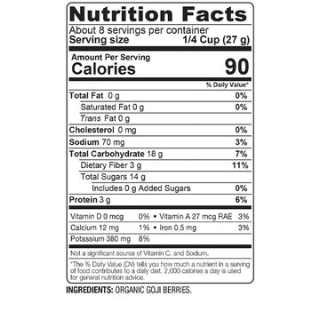 Bareorganics Sun Dried Goji Berries, Organic, Superfood, 8 Oz