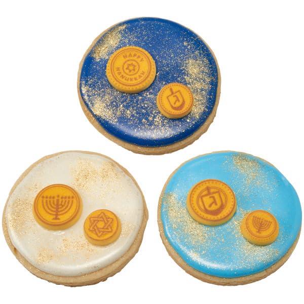 Hanukkah Gelt Edible Sugar Decoration Toppers, 12 Count - Great For Cupcakes, Cookies, Cakes, Cakes Pops