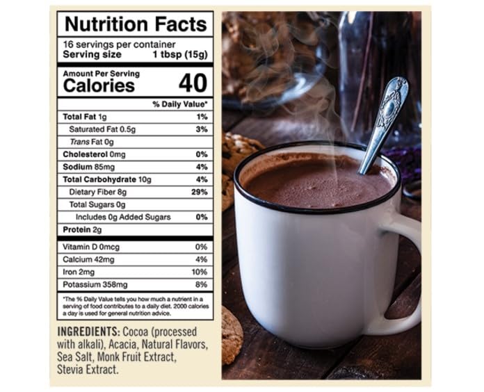 Castle Kitchen Sugar Free Double Dutch Premium Dark Hot Chocolate Mix (2 Pack, 16Oz Total) - Vegan, Dairy Free, Plant Based - Ke