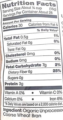 Shiloh Farms Organic Coarse Wheat Bran Unprocessed -- 16 oz - PACK of 2 BAGS