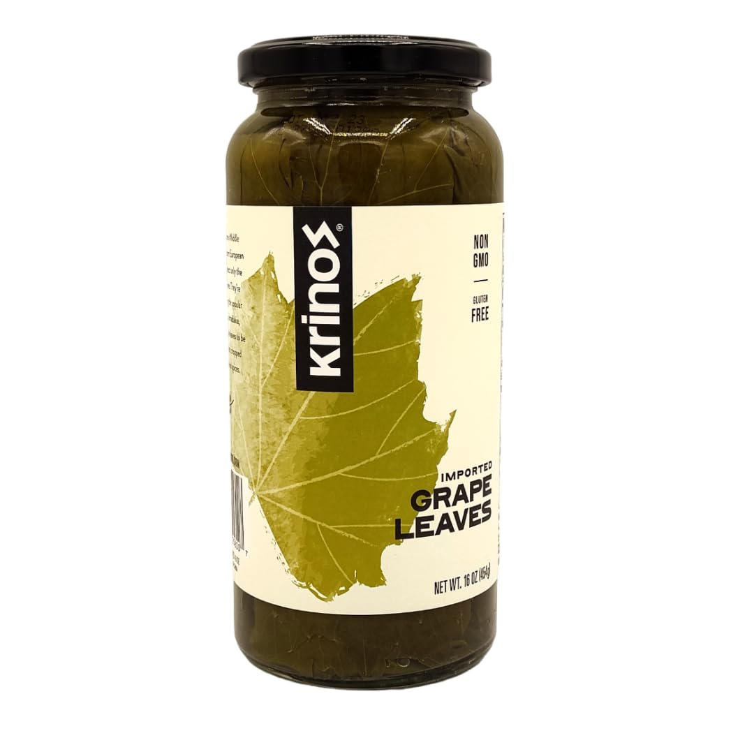 Krinos Grape Leaves In A Jar - Gourmet Leaves Premium Quality, 16 Ounces (454 Grams)