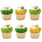 NCS Mini Edible Toppers Set - 24 Count, Sugar, Green/Gold/White, Perfect for Cupcakes, Cookies, Cakes, and Cake Pops
