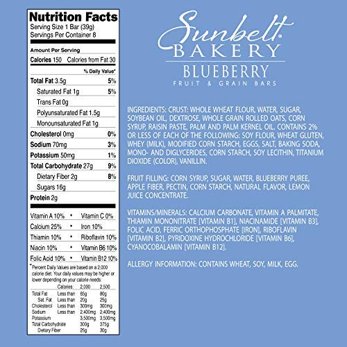Sunbelt Bakery'S Blueberry Fruit & Grain Bars, 5 Boxes, No Preservatives (40 Bars)