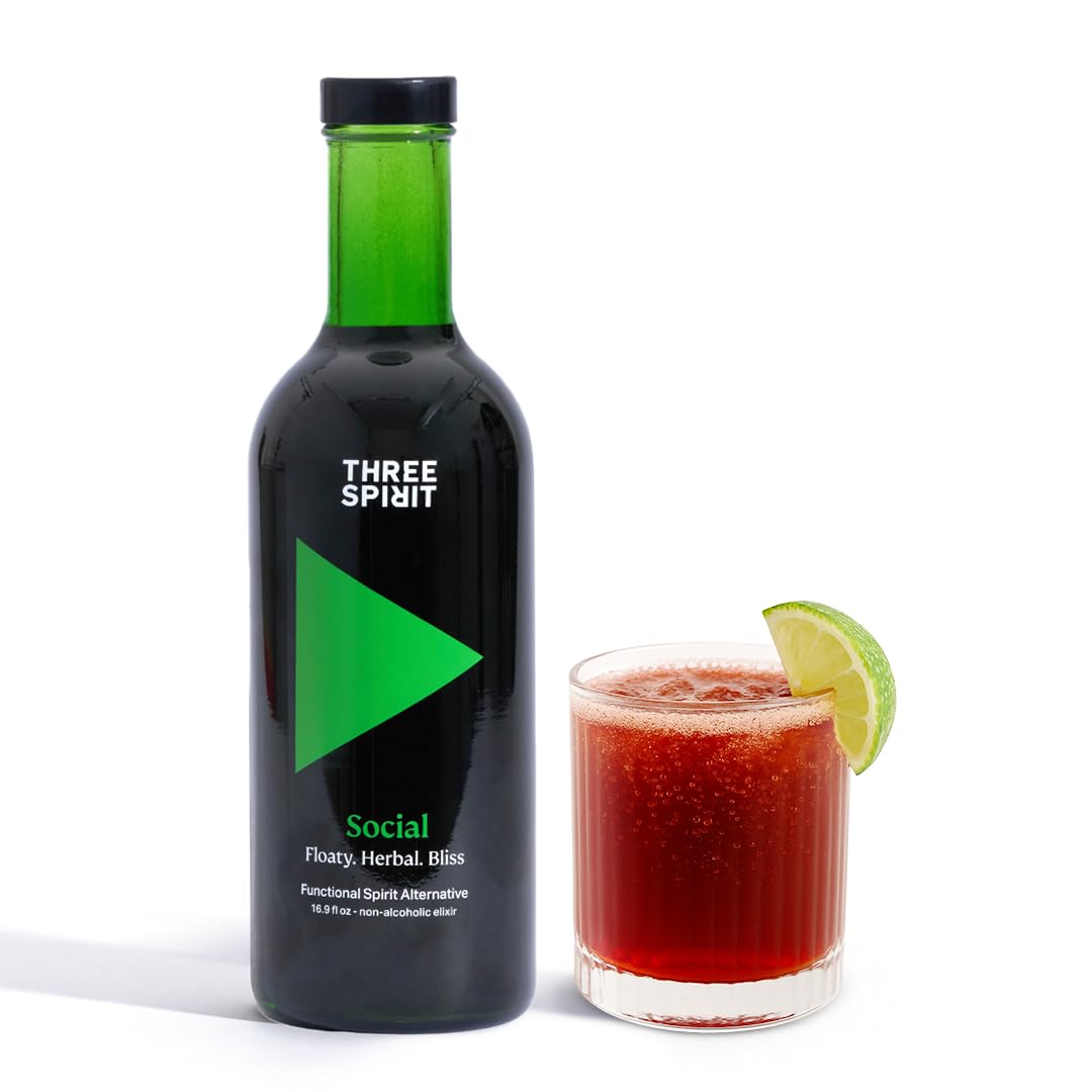 Three Spirit Non-Beverage-Style Alternative Spirit - The Elixir  50Cl | Adaptogens  Cacao  Damiana & LionS Mane | Active Botanical  Gluten Free & Vegan Drinks