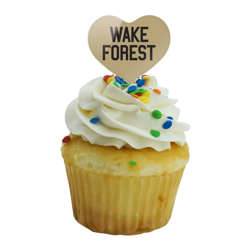 GRAPHICS & MORE Cupcake Picks Set of 6 - Acrylic Heart Toppers, Wake Forest University