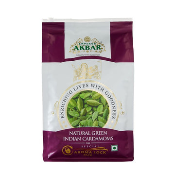 Emperor Akbar Cardamom (Elaichi)- 1Kg - Green Cardamom In Superior Aroma-Lock Pack (Purple Grade - 8Mm Above)