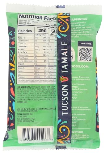 Tucson Tamale Company, Green Chile Cheese Tamale, 10 Ounce