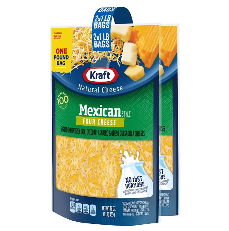 Kraft Mexican Style Four Cheese Blend Shredded Cheese, 2 lb. (2 pk.)