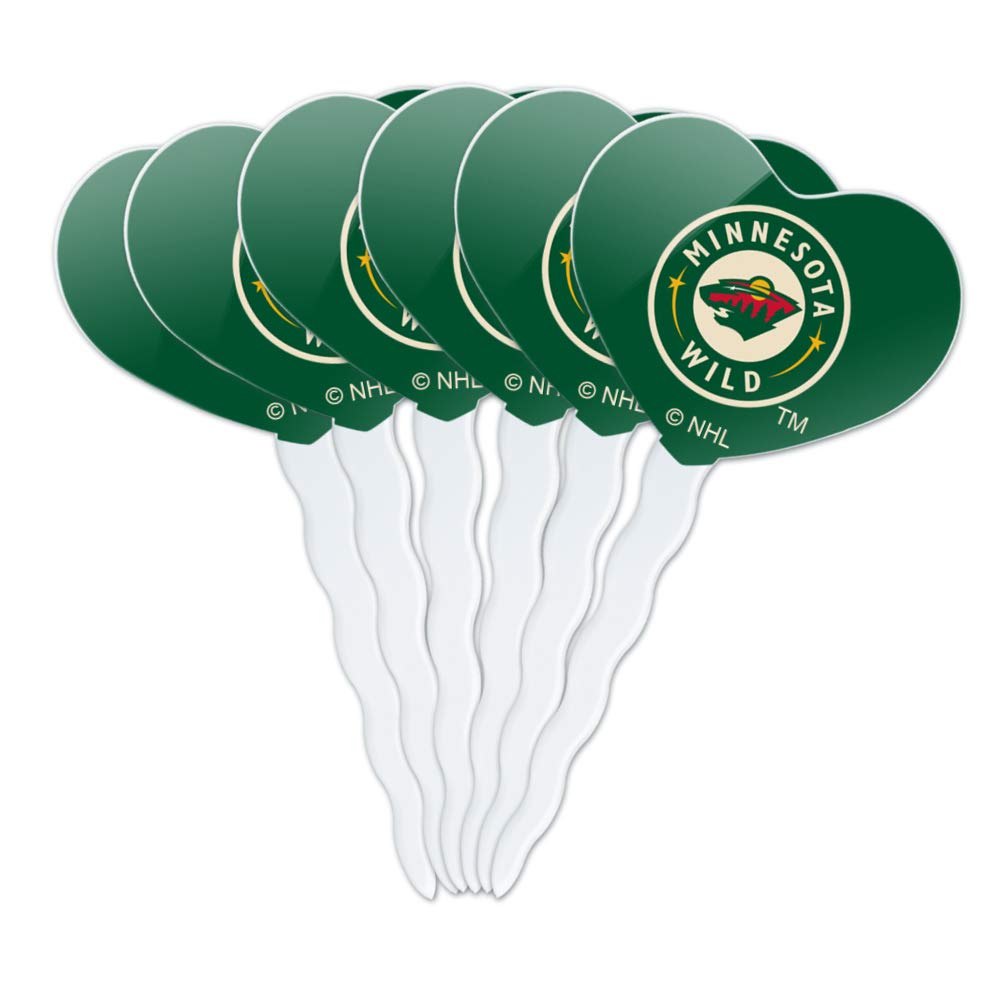 GRAPHICS & MORE NHL Minnesota Wild Heart Cupcake Picks Set of 6 - Multi Acrylic Decor