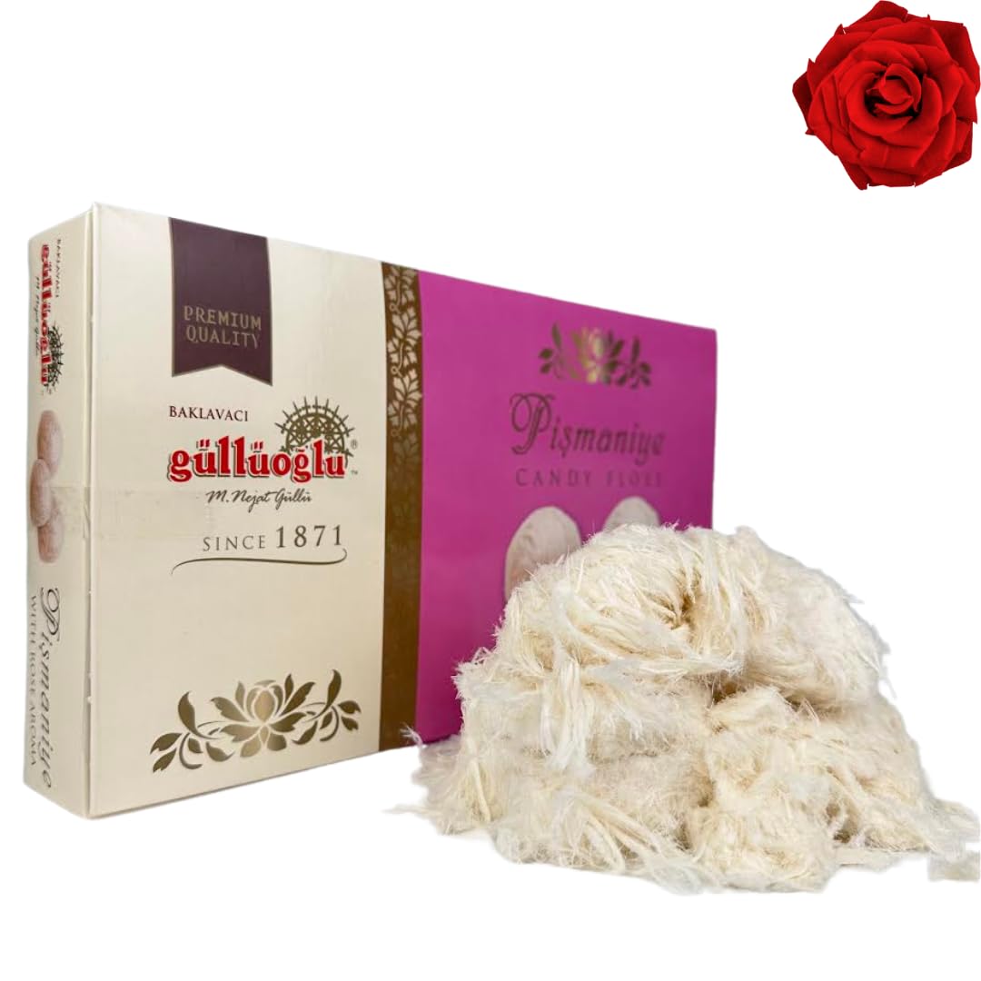 Gulluoglu Candy Floss Rose (Pismaniye), Luxury Turkish Cotton Candy, Special Halva Candy 0.55lb (Rose)