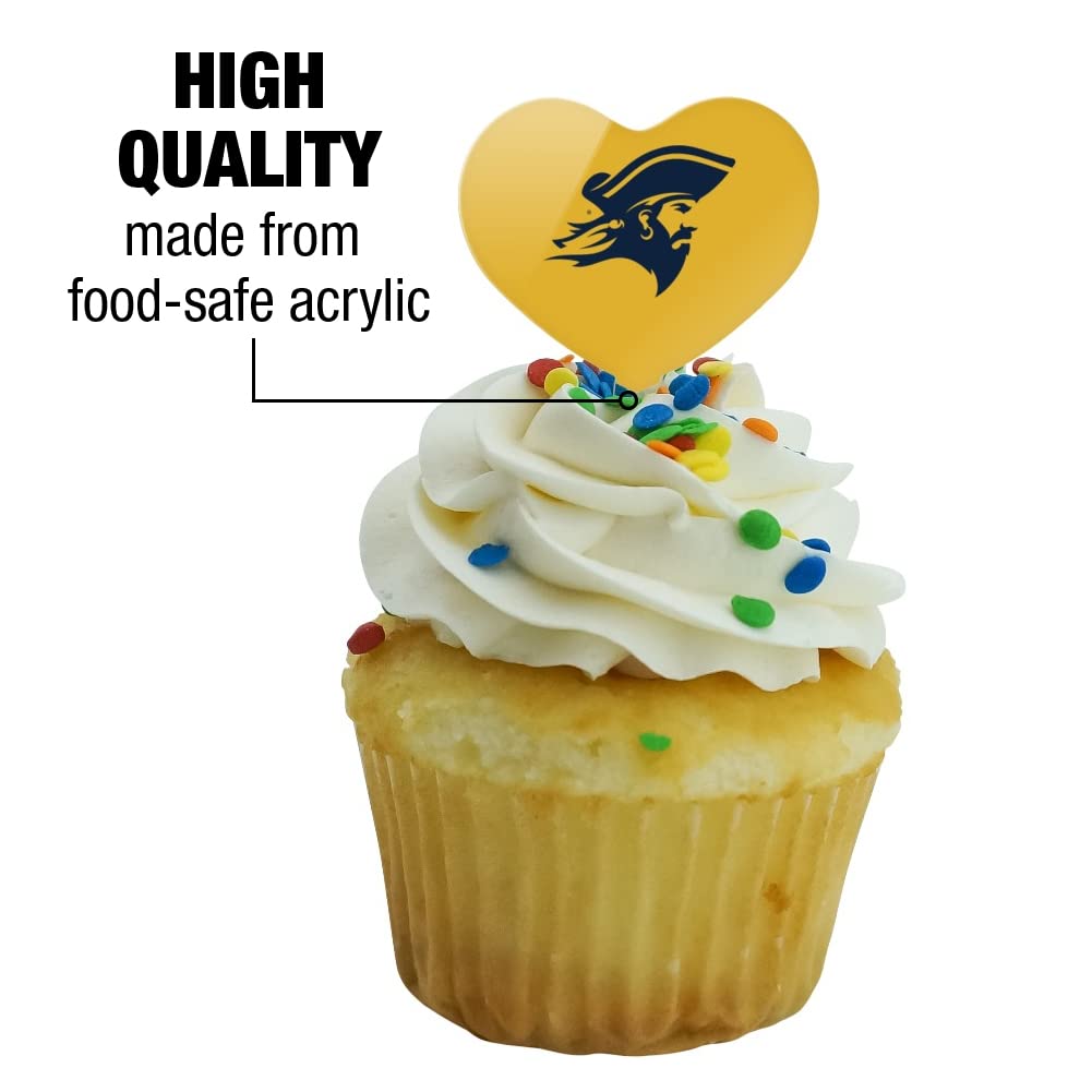 GRAPHICS & MORE Cupcake Toppers Set of 6, Acrylic, Heart Design, ETSU Secondary Logo, One Size, East Tennessee State University