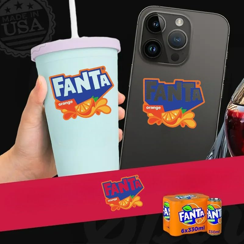 Original European Fanta Orange Flavor Soda Soft Drink- 6Pack 330Ml/Each With Fanta Sticker