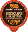 Ekocups Organic Swiss Water Decaf French Roast Coffee Pods, Extra 30% More Coffee Per Cup, Artisan Fair Trade Dark Roast, Decaf French Roast For Keurig K Cup Machines, Recyclable Pods, 80 Count