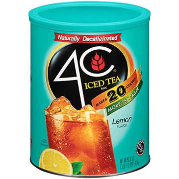 4C Powdered Drink Mix Cannisters, Decaffeinated Iced Tea 2 Pack, 20 Quarts, Family Sized Cannister, Thirst Quenching & Refreshing Flavors