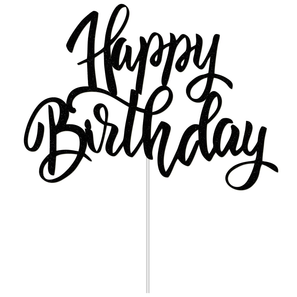 Notbadsys Happy Birthday Cake Decorations, Gold Double-Sided Glitter Letters, Birthday Party Supplies, Cake Topper Decorations (