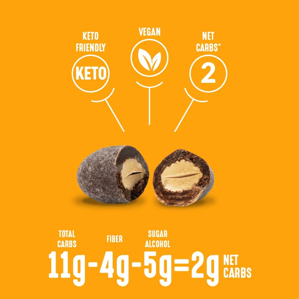 Lakanto Chocolate Covered Almonds - Sweetened With Monk Fruit Sweetener, Keto Diet Friendly, On The Go Healthy Snack, Vegan, Dark Chocolate, Sea Salt, Cocoa Butter (Almonds - Pack Of 2)