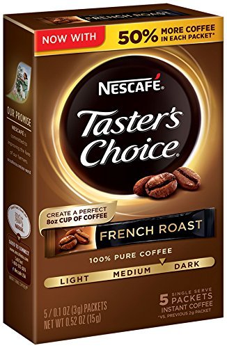 Nescafe Taster'S Choice French 5 Piece Roast Instant Coffee Single Serve Sticks, 0.52 Oz